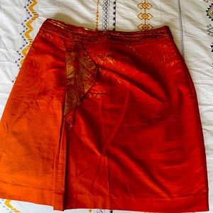 Tahari orange/gold skirt